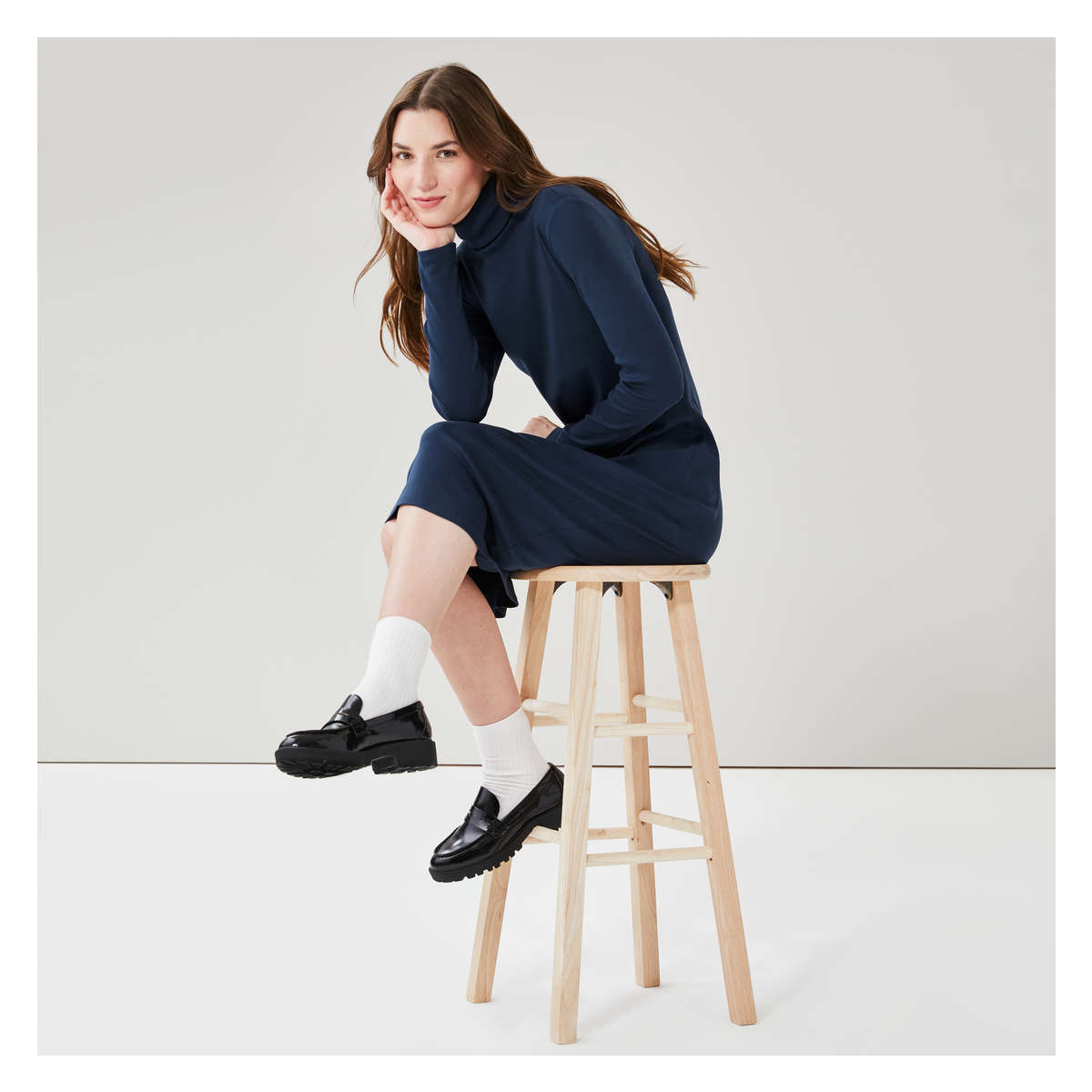 Turtleneck Dress in Dark Navy from Joe Fresh